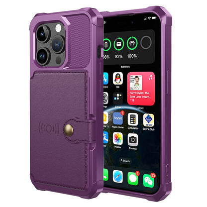 For iPhone 15 Pro PU Leather+TPU Cell Phone Case Card Slots Wallet Cover Support Magnetic Car Mount