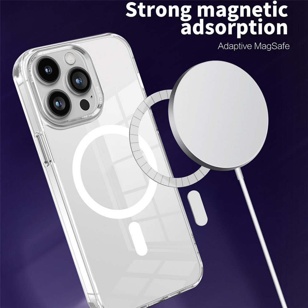 For iPhone 15 Pro Magnetic Phone Case Compatible with MagSafe PC + TPU Transparent Cover