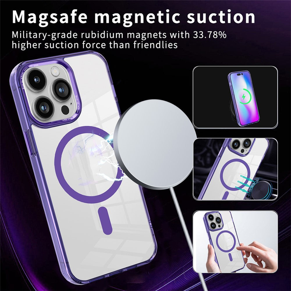 For iPhone 15 Pro Max Compatible with MagSafe Phone Case PC + TPU Transparent Cellphone Cover