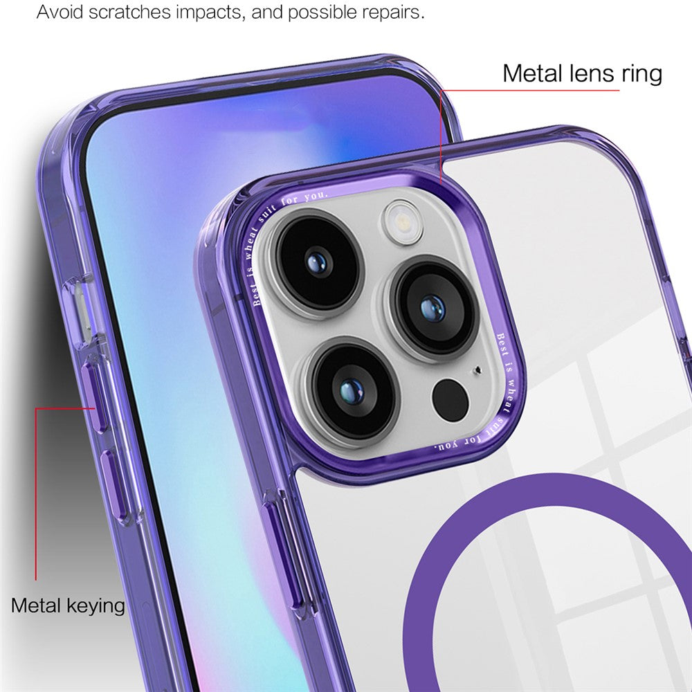 For iPhone 15 Pro Max Compatible with MagSafe Phone Case PC + TPU Transparent Cellphone Cover