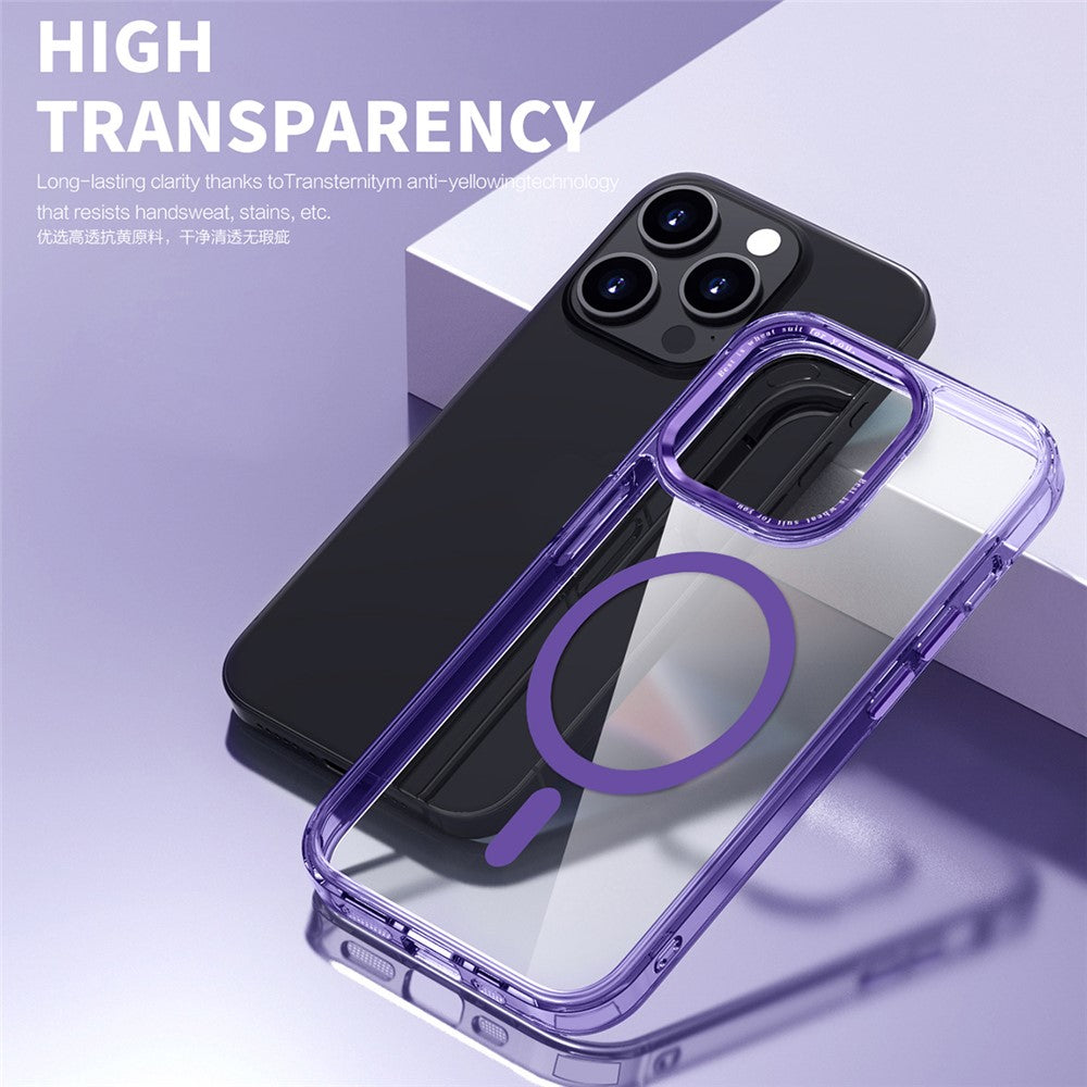 For iPhone 15 Pro Max Compatible with MagSafe Phone Case PC + TPU Transparent Cellphone Cover