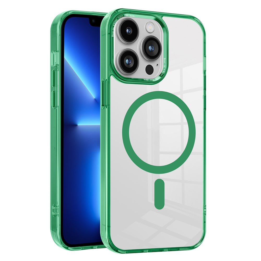 For iPhone 15 Pro Max Compatible with MagSafe Phone Case PC + TPU Transparent Cellphone Cover