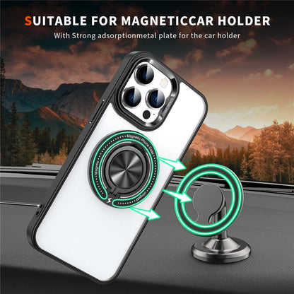 For iPhone 15 Pro Max PC + TPU + Acrylic Phone Case Ring Kickstand Transparent Cover Compatible with MagSafe