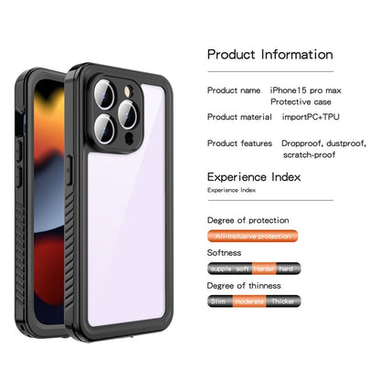 REDPEPPER FS Series for iPhone 15 Pro Max IP68 Waterproof Cellphone Case Clear Back Panel Underwater Diving Cover