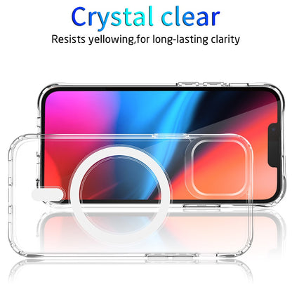 For iPhone 15 TPU+Acrylic Magnetic Case Compatible with Magsafe Shockproof Air-Guard Corners Phone Cover