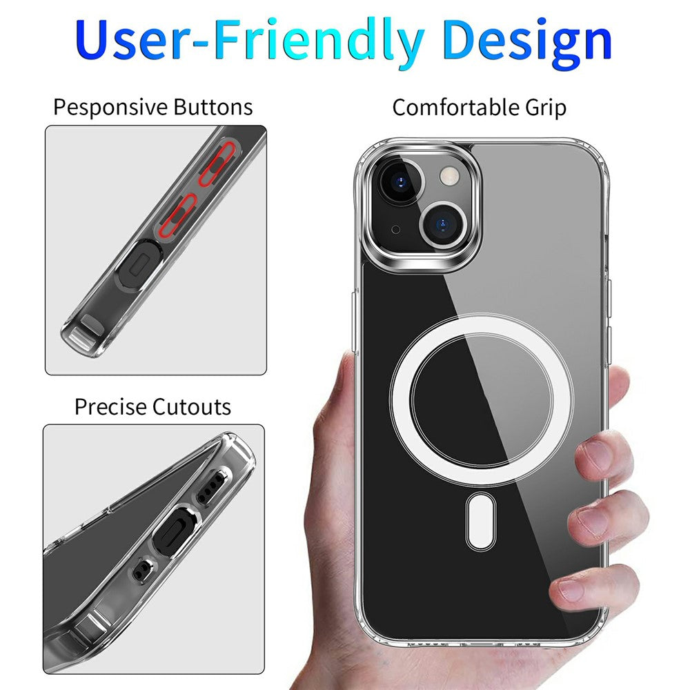 For iPhone 15 TPU+Acrylic Magnetic Case Compatible with Magsafe Shockproof Air-Guard Corners Phone Cover