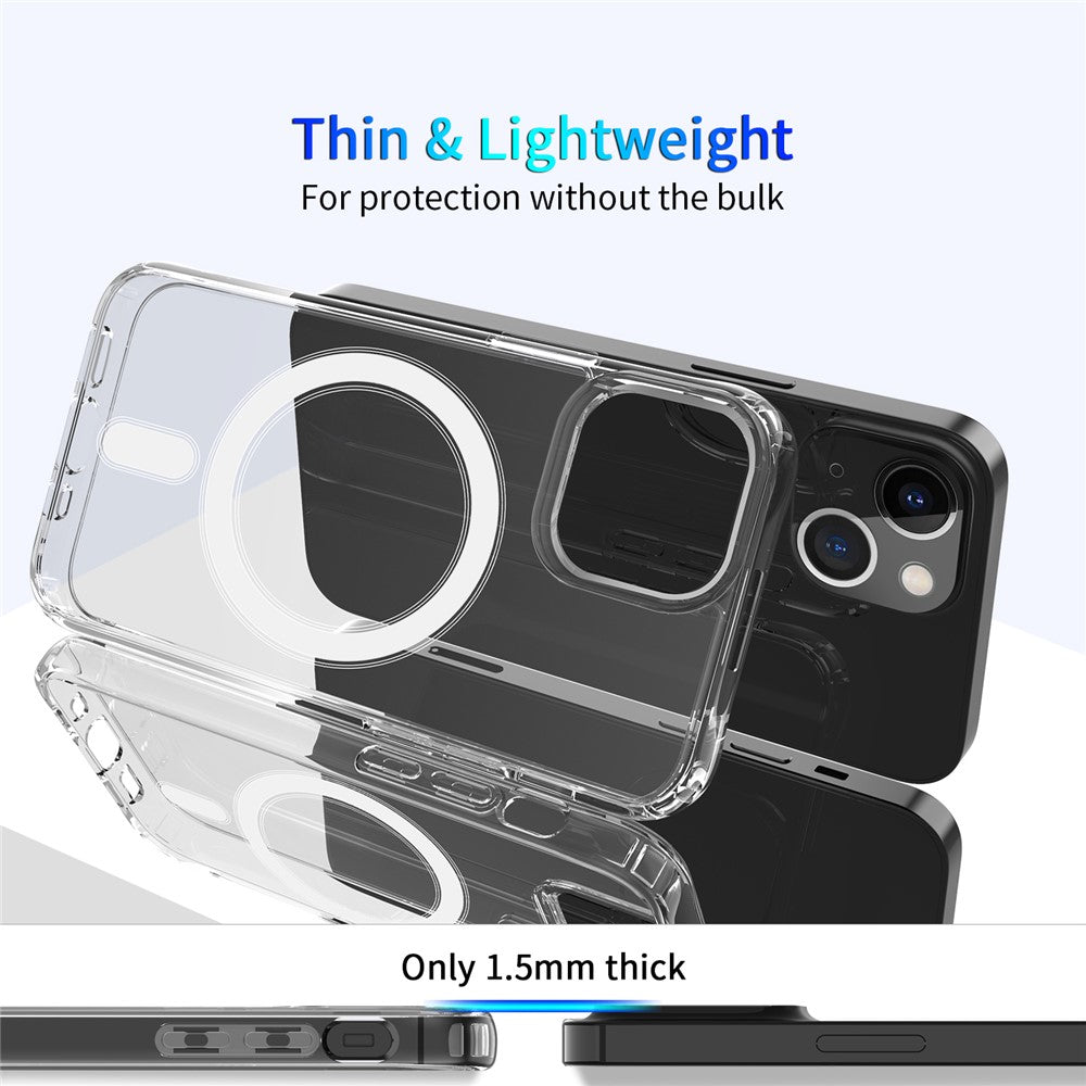 For iPhone 15 TPU+Acrylic Magnetic Case Compatible with Magsafe Shockproof Air-Guard Corners Phone Cover