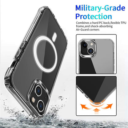 For iPhone 15 TPU+Acrylic Magnetic Case Compatible with Magsafe Shockproof Air-Guard Corners Phone Cover