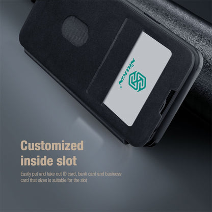 NILLKIN Qin Pro Series for iPhone 15 Pro Shockproof Case Sliding Lens Cover PU Leather Phone Shell with Card Holder