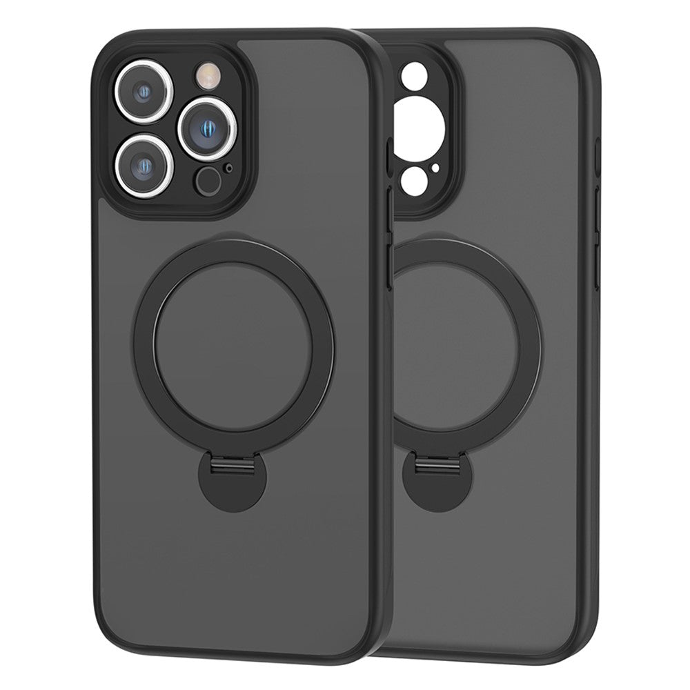 For iPhone 15 Pro Max Kickstand Phone Case Anti-Scratch TPU+Acrylic Magnetic Cover