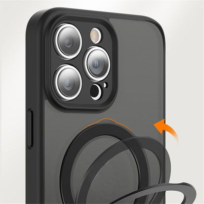 For iPhone 15 Pro Max Kickstand Phone Case Anti-Scratch TPU+Acrylic Magnetic Cover
