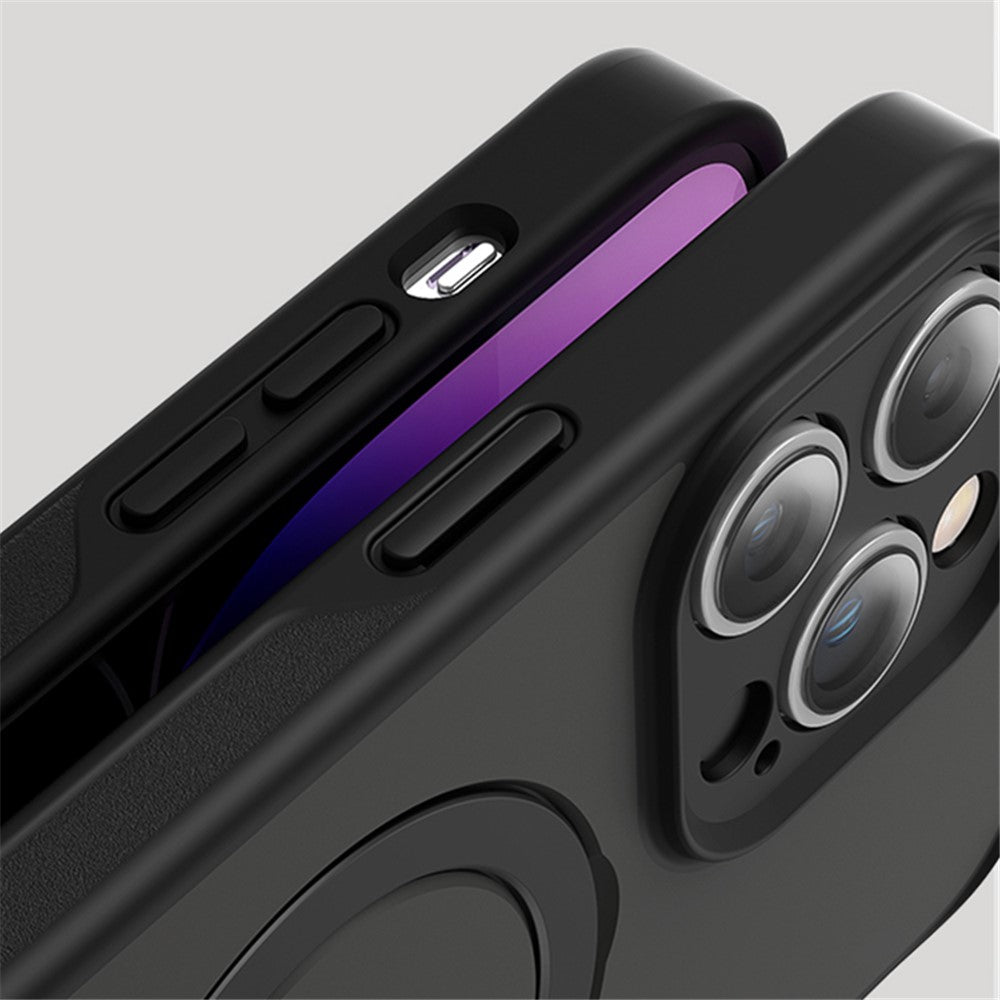 For iPhone 15 Pro Max Kickstand Phone Case Anti-Scratch TPU+Acrylic Magnetic Cover