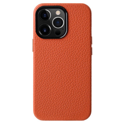 MELKCO For iPhone 15 Pro Max Case Anti-scratch Genuine Cow Leather+PC Magnetic Phone Cover