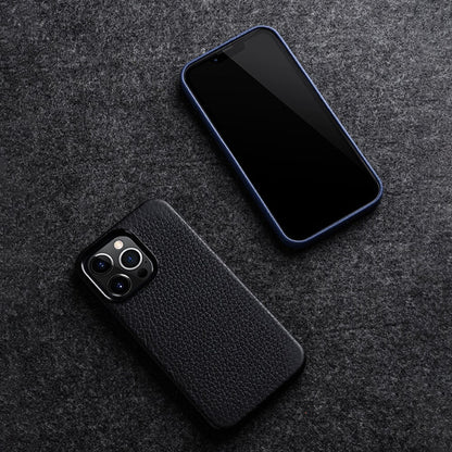 MELKCO For iPhone 15 Pro Max Case Anti-scratch Genuine Cow Leather+PC Magnetic Phone Cover