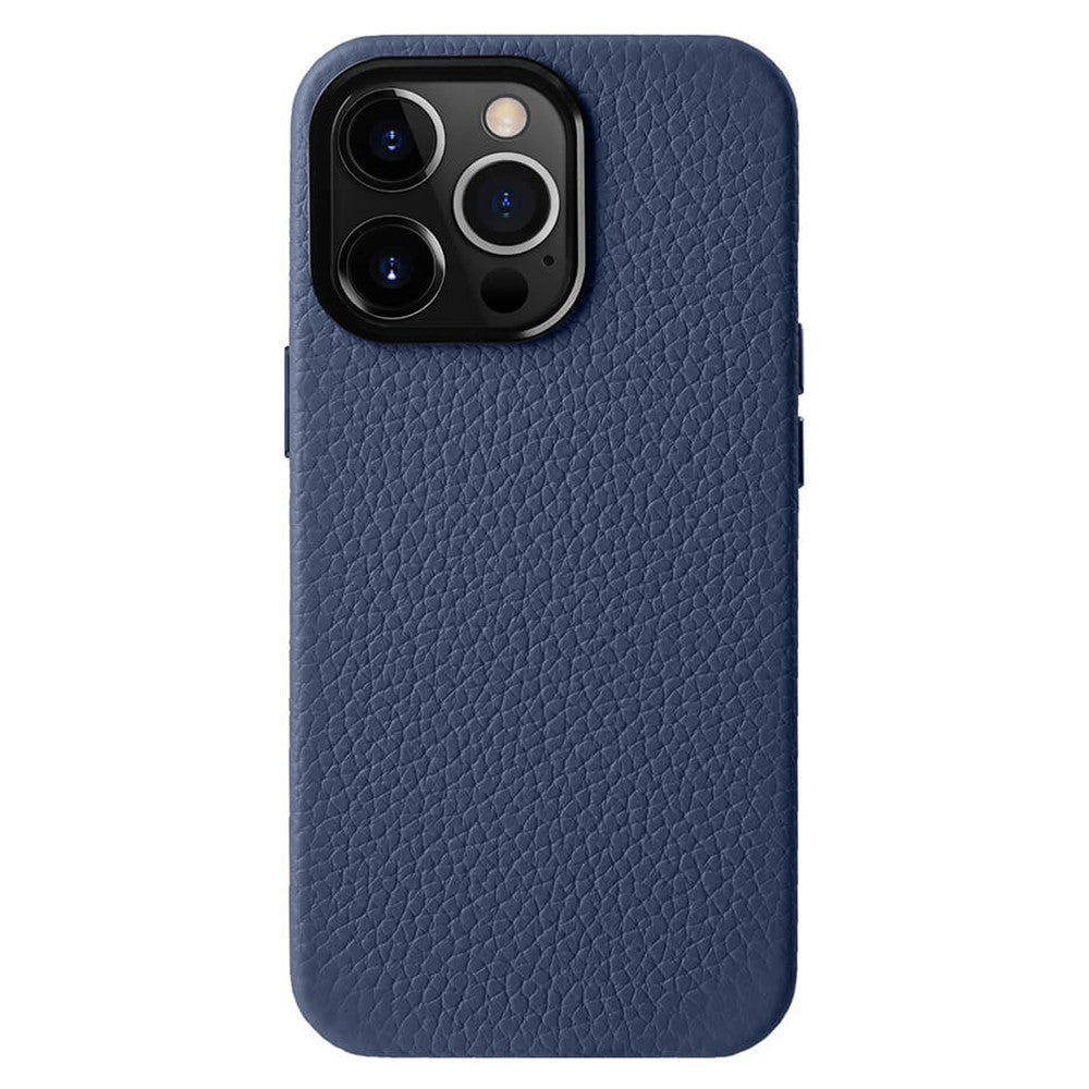 MELKCO For iPhone 15 Pro Max Case Anti-scratch Genuine Cow Leather+PC Magnetic Phone Cover