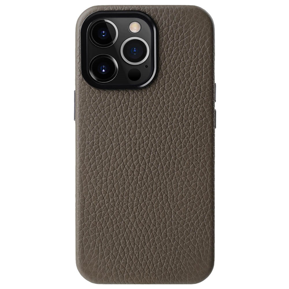 MELKCO For iPhone 15 Pro Max Case Anti-scratch Genuine Cow Leather+PC Magnetic Phone Cover