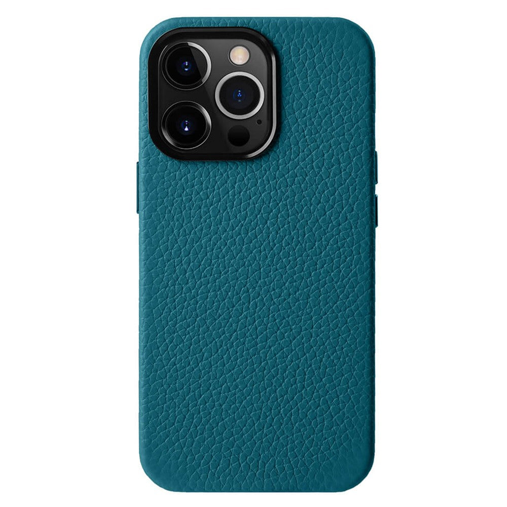 MELKCO For iPhone 15 Pro Max Case Anti-scratch Genuine Cow Leather+PC Magnetic Phone Cover