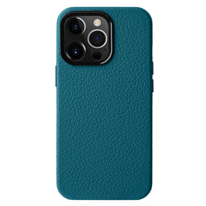 MELKCO For iPhone 15 Pro Max Case Anti-scratch Genuine Cow Leather+PC Magnetic Phone Cover