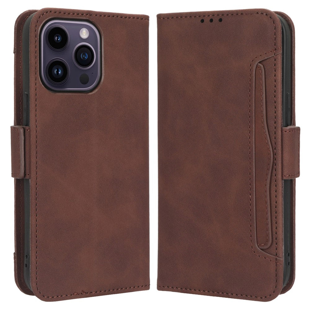 For iPhone 15 Pro Cover Multiple Card Slots Leather Wallet Stand Phone Case
