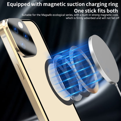 For iPhone 15 Pro Max Case Double Sided HD Tempered Glass Phone Cover Compatible with MagSafe
