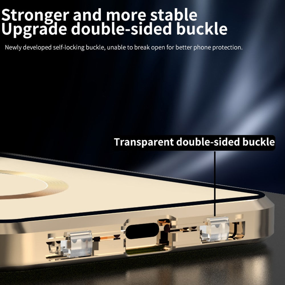 For iPhone 15 Pro Max Case Double Sided HD Tempered Glass Phone Cover Compatible with MagSafe