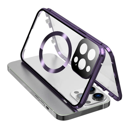 For iPhone 15 Pro Max Case Double Sided HD Tempered Glass Phone Cover Compatible with MagSafe