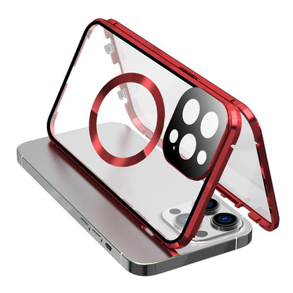 For iPhone 15 Pro Max Case Double Sided HD Tempered Glass Phone Cover Compatible with MagSafe