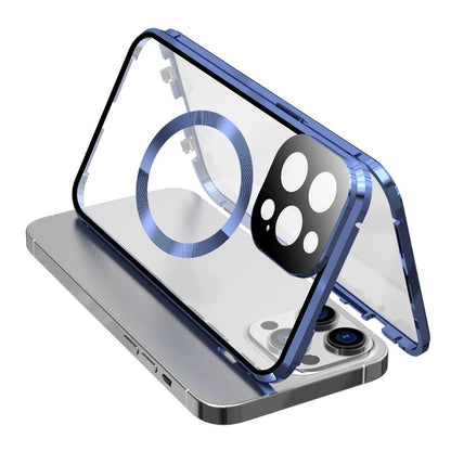 For iPhone 15 Pro Max Case Double Sided HD Tempered Glass Phone Cover Compatible with MagSafe