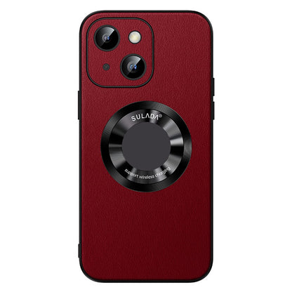 SULADA For iPhone 15 Plus Magnetic Phone Case Microfiber Leather+TPU Shockproof Cover