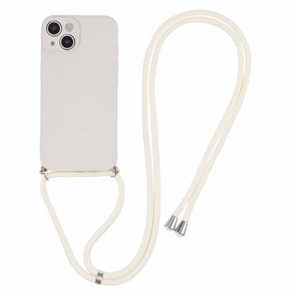 For iPhone 15 TPU Phone Case Fiber Lining Rubberized Cover with Long Lanyard