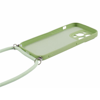For iPhone 15 Pro Case Candy Color Rubberized Phone Cover with Long Lanyard