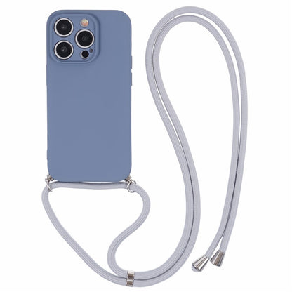 For iPhone 15 Pro Case Candy Color Rubberized Phone Cover with Long Lanyard