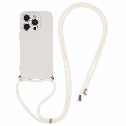 For iPhone 15 Pro Case Candy Color Rubberized Phone Cover with Long Lanyard