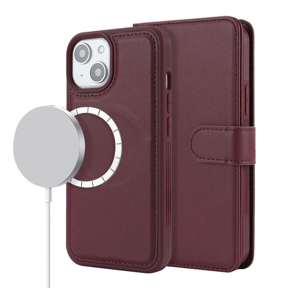 For iPhone 14 / 13 6.1 inch Case Anti-Drop Detachable PU Phone Cover Compatible with MagSafe