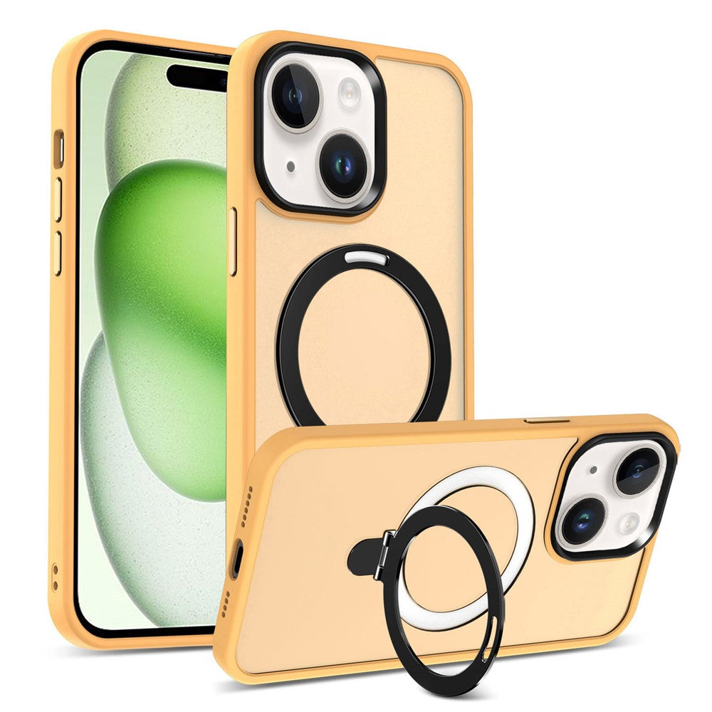 For iPhone 15 Plus Case Compatible with MagSafe PC+TPU Ring Kickstand Phone Cover