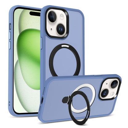 For iPhone 15 Plus Case Compatible with MagSafe PC+TPU Ring Kickstand Phone Cover