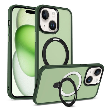 For iPhone 15 Plus Case Compatible with MagSafe PC+TPU Ring Kickstand Phone Cover