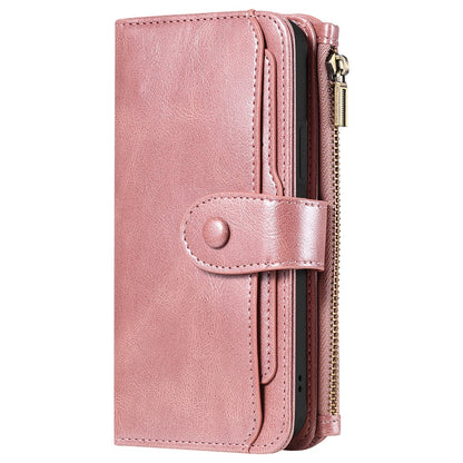For iPhone 15 Magnetic Case Detachable PU Leather Zipper Wallet Cover