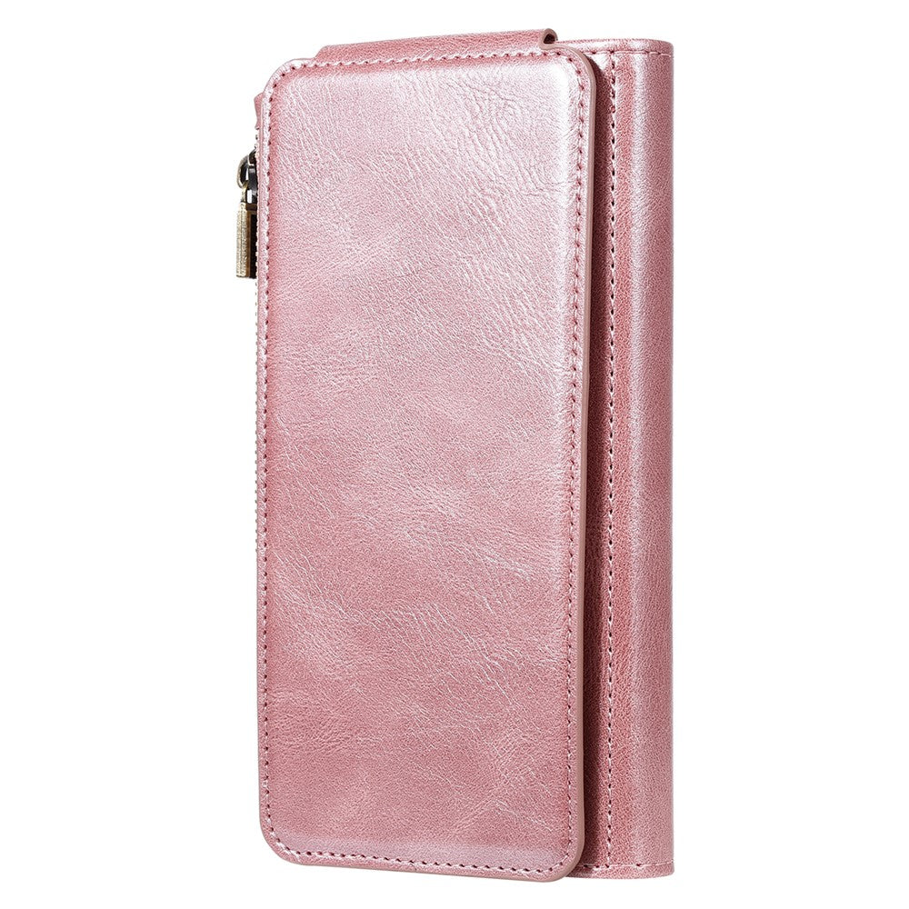 For iPhone 15 Magnetic Case Detachable PU Leather Zipper Wallet Cover