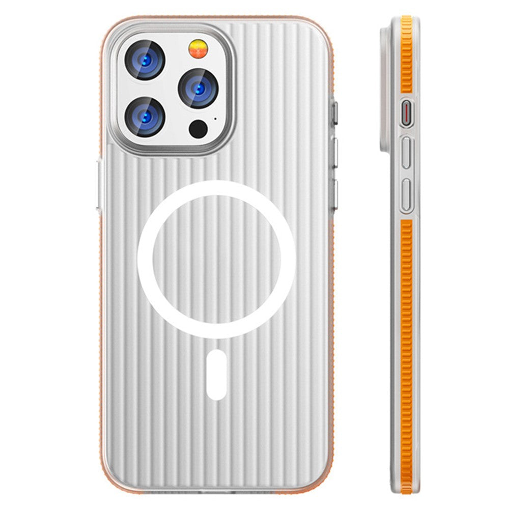 For iPhone 14 Pro Case Compatible with MagSafe PC Corrugated Texture Phone Cover