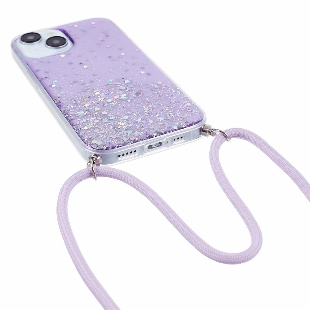 AW Series for iPhone 15 Case Sparkle Epoxy TPU Phone Cover with Lanyard