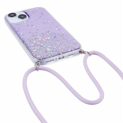 AW Series for iPhone 15 Case Sparkle Epoxy TPU Phone Cover with Lanyard