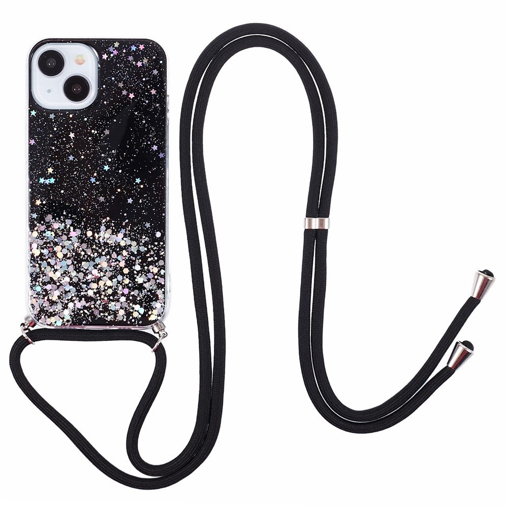 AW Series for iPhone 15 Case Sparkle Epoxy TPU Phone Cover with Lanyard