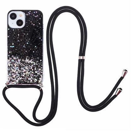 AW Series for iPhone 15 Case Sparkle Epoxy TPU Phone Cover with Lanyard