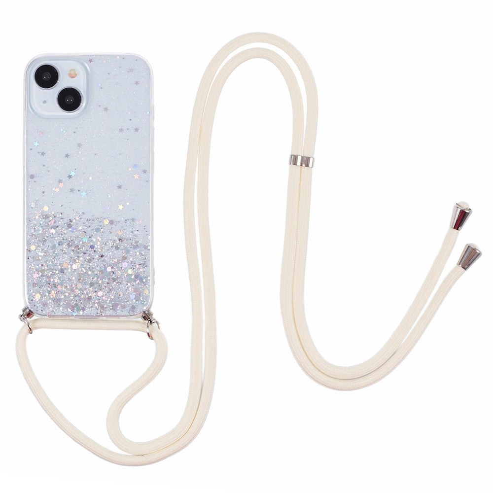 AW Series for iPhone 15 Case Sparkle Epoxy TPU Phone Cover with Lanyard