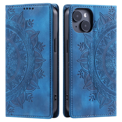 For iPhone 15 Case Imprinted Stand PU Leather Magnetic Cell Phone Cover