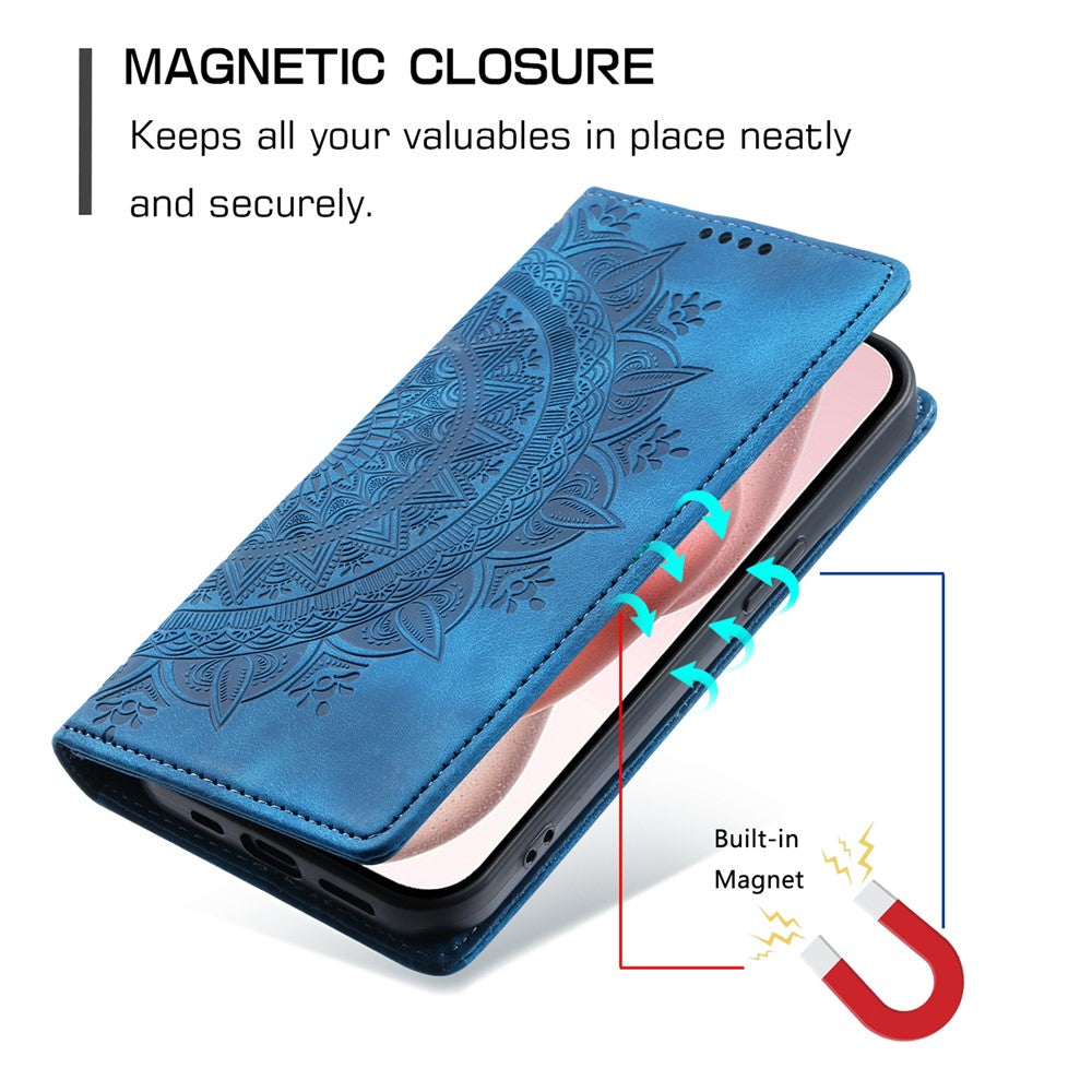 For iPhone 15 Case Imprinted Stand PU Leather Magnetic Cell Phone Cover