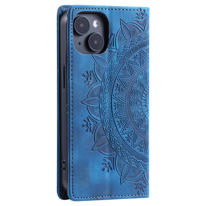 For iPhone 15 Case Imprinted Stand PU Leather Magnetic Cell Phone Cover