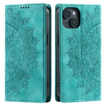 For iPhone 15 Case Imprinted Stand PU Leather Magnetic Cell Phone Cover