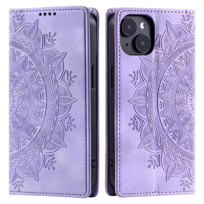For iPhone 15 Case Imprinted Stand PU Leather Magnetic Cell Phone Cover
